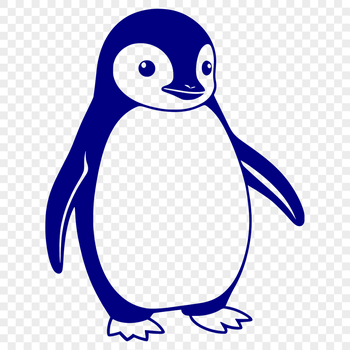 A digital illustration of an anthropomorphic penguin standing upright on its feet, suitable for various uses.