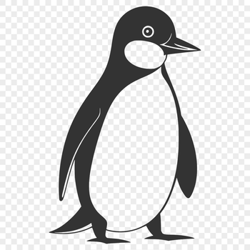 A stylized illustration of a penguin, suitable for various design applications including vector art and clip art.