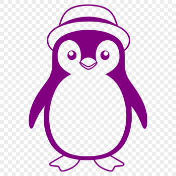 A simple illustration of a penguin wearing a hat, suitable for vector art design.