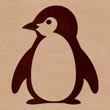 A simple line drawing of a cute penguin standing on the ice.