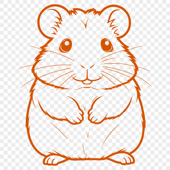 A colorful illustration of a happy hamster in a cage.