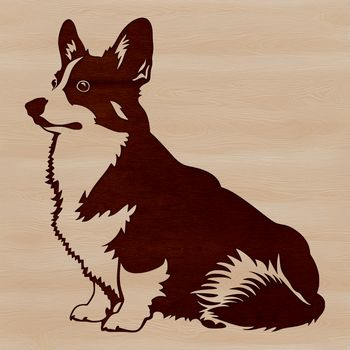 A vector graphic of a seated dog breed commonly referred to as a Corgi.