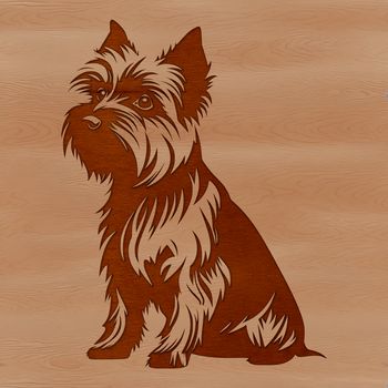 A detailed vector illustration of a sitting Yorkshire Terrier dog breed.