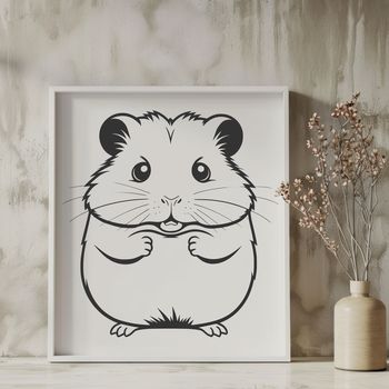 A detailed illustration of a small furry hamster, suitable for use in graphic design and digital art projects.