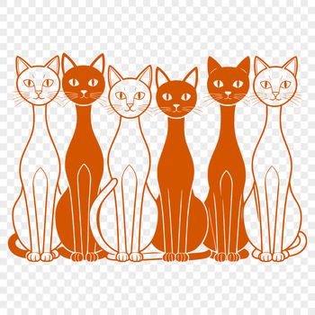 A colorful illustration of a domestic cat in various poses, suitable for vector design projects.