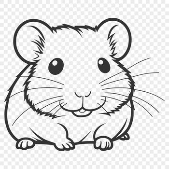 A cute illustration of a hamster with bold lines and simple shapes, perfect for cutting out or using in vector design.
