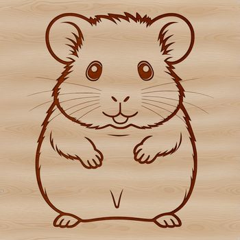 A small, furry hamster sitting on its hind legs, looking directly at the viewer.