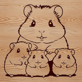A small, furry hamster sitting on its hind legs, suitable for digital designs.