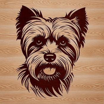 A vector illustration of a small dog breed, specifically a Yorkshire Terrier.