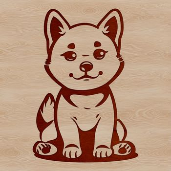 Illustration of a sitting Shiba Inu dog.