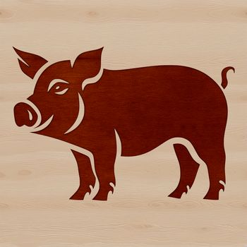 Illustration of a standing farm animal pig in a vector format.