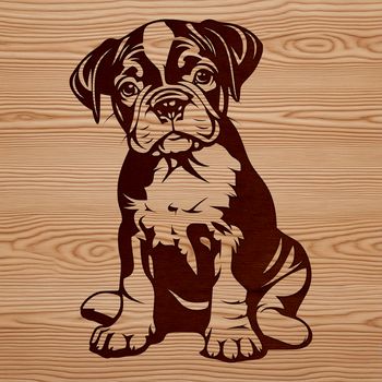 A stylized illustration of a sitting Boxer dog breed.