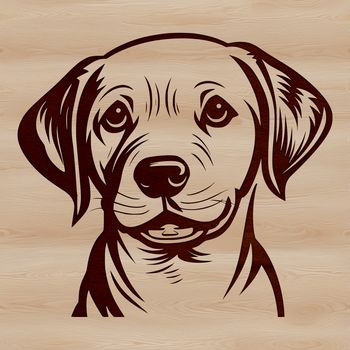 A portrait illustration of a Labrador Retriever's head, with detailed features and realistic design.