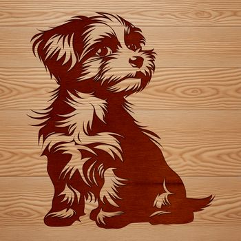 A small Havanese dog sitting on its hind legs, depicted in a stylized vector format.