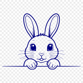 A vector illustration of a rabbit's head peeking out from behind some objects.