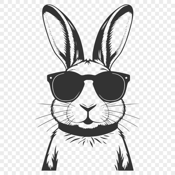 A detailed illustration of a rabbit's head, suitable for vector art design.