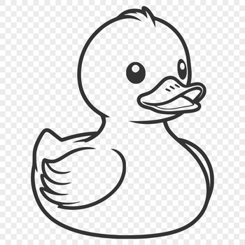 A stylized illustration of a white waterfowl with a rounded body and beak.