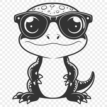 An amphibian salamander character wearing eyeglasses in a simple vector design.