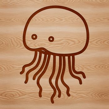 A simple line drawing of a cute sea creature, an octopus.
