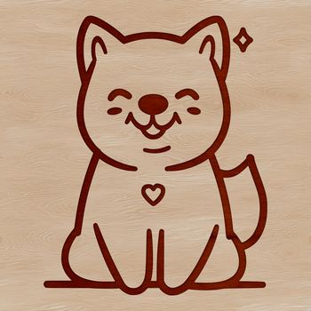 Simple line drawing of a sitting Shiba Inu dog with clean lines and minimal details.