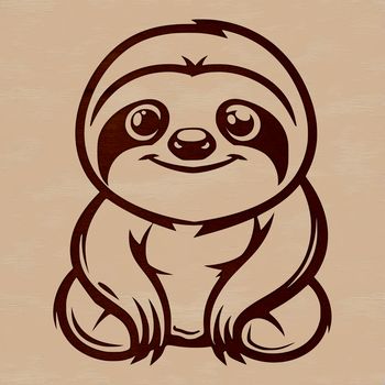 Simple line drawing of a sloth animal in vector format.