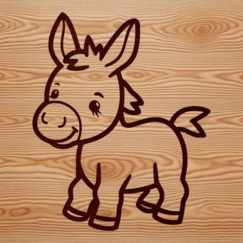 A simple line drawing of a standing donkey, suitable for digital cutting machines like Cricut.