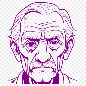 A digital illustration of an elderly male figure, suitable for vector graphics and cutting machine designs.