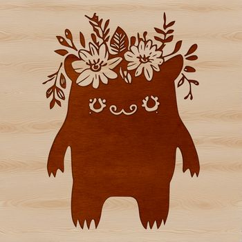 A playful monster design surrounded by floral elements, perfect for Halloween-themed crafts.