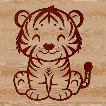 A stylized illustration of a tiger sitting, suitable for graphic design projects.