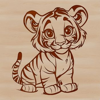 An illustration of a tiger, suitable for use as vector art or clipart for various designs and projects.
