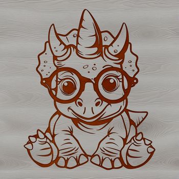 A baby triceratops dinosaur with glasses, depicted in vector format for easy editing.