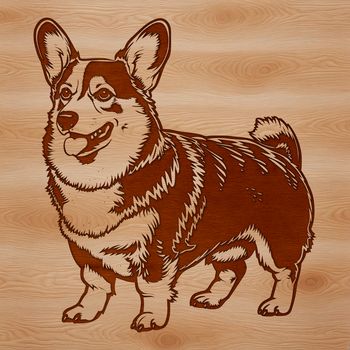 Cartoon illustration of a Welsh Corgi, suitable for digital crafting projects.