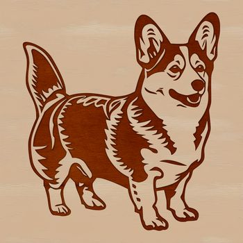 A standing Welsh Corgi breed dog illustration in vector format.
