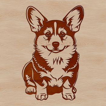 A stylized illustration of a Welsh Corgi sitting on its haunches, suitable for digital crafting projects.