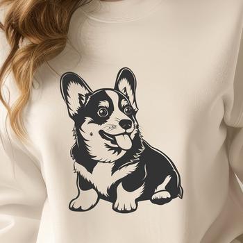 A seated Welsh Corgi with a friendly expression, perfect for vector art designs.