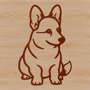 Illustration of a seated Welsh dog breed with minimal shading and bold lines.