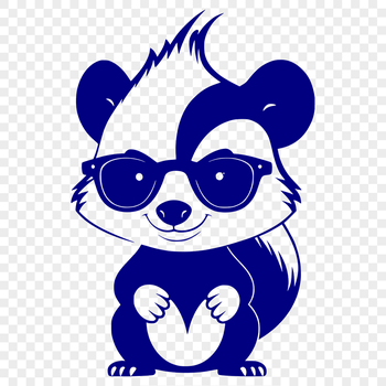 A cartoon skunk wearing sunglasses, created as vector art for graphic design.