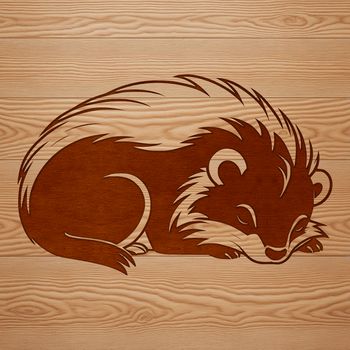 A solitary wild animal with distinctive black and white markings.