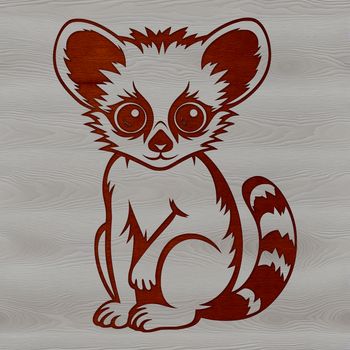 A detailed illustration of a lemur in a natural habitat.