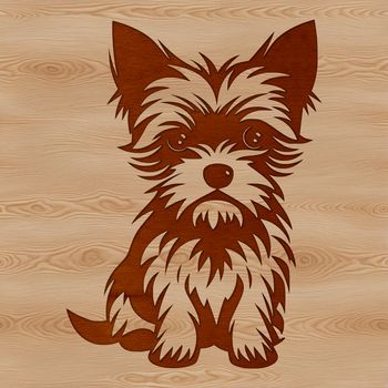 A small breed dog with a distinctive coat pattern sitting upright, ideal as vector art for pet owners.