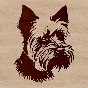A small, fluffy Yorkshire Terrier breed dog with a distinctive head shape, suitable for use as vector art in various designs.