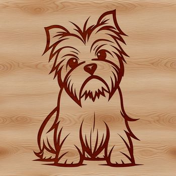 An illustration of a Yorkshire terrier in a seated position, designed as a digital clip art image.