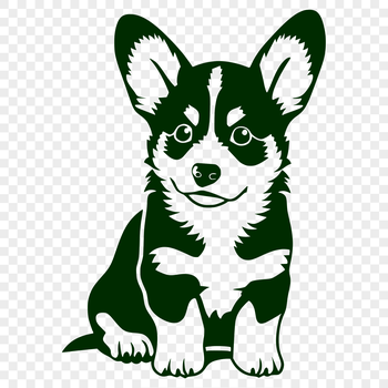 A full-body illustration of a sitting Welsh Corgi dog breed, ideal for vector art designs.