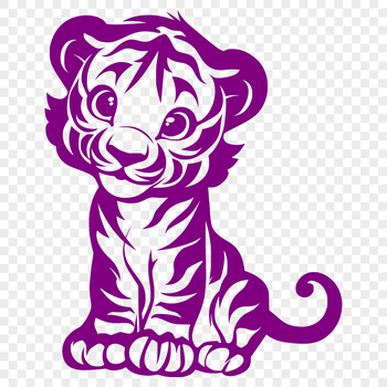 A close-up image of a sitting tiger, showcasing its full body and fur texture.
