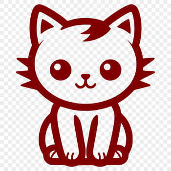 A cute cartoon cat sitting in a full-body pose.