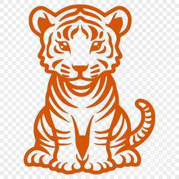 A simple line drawing of a sitting tiger, illustrating a big cat's anatomy.