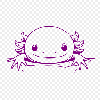 Close-up illustration of a Mexican axolotl's head peeking out from beneath water.
