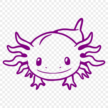 An illustration of a Axolotl's head with distinctive features.