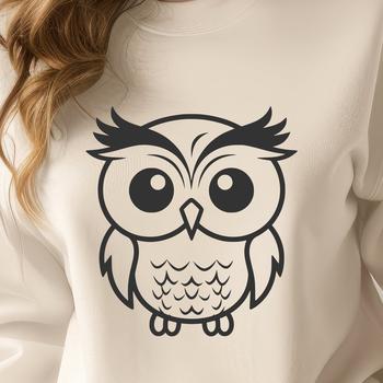 A cute, full-body owl with detailed feathers and facial features.