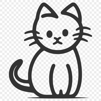 A simple line drawing of a sitting cat with full body proportions.